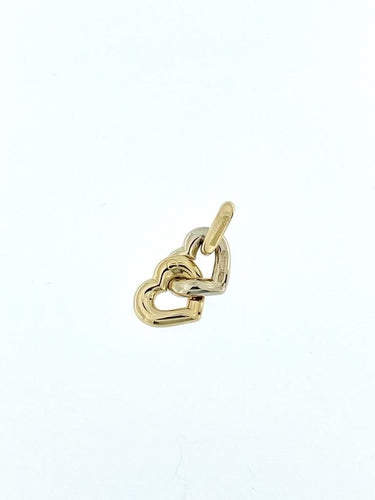 Pendentif CARTIER - 1994 Pendentif Double Coeur ors jaune et blanc 58 Facettes