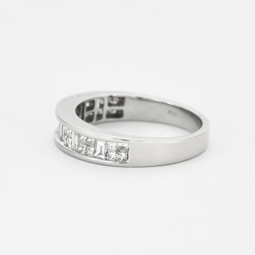 Bague 54 Bague jonc en or gris sertie de diamants 58 Facettes 127205055527