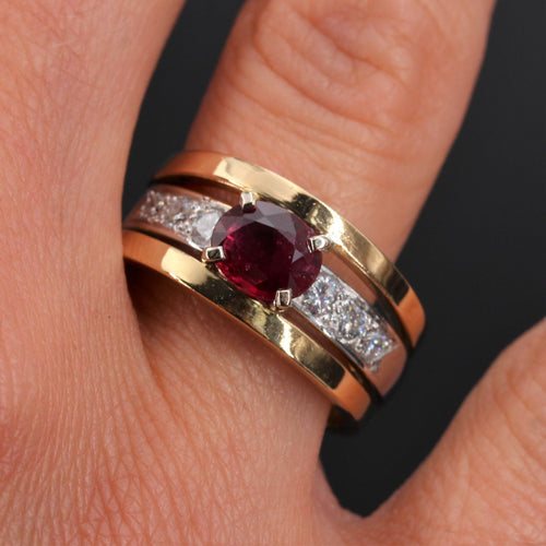 Bague rubis diamants 2 ors