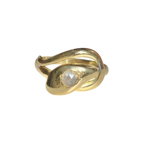 Bague 56 Bague ancienne en or jaune 18k et diamant en forme de serpent 58 Facettes