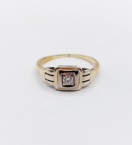 Bague 49.5 Bague Art Déco or deux tons, diamant 58 Facettes A05340