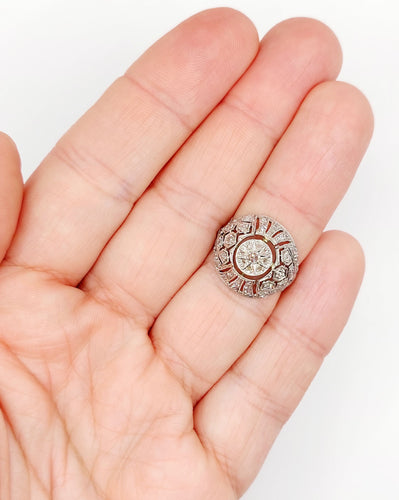Bague 52 Bague boule Art Déco or blanc, diamant taille rose (circa 1920) 58 Facettes A04623