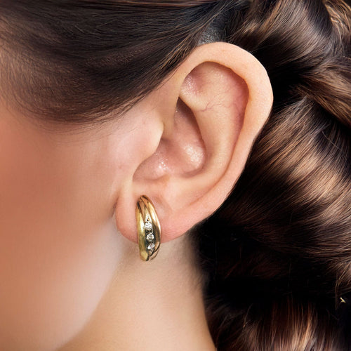 Boucles d'oreilles Boucles 3 ors diamants 58 Facettes LP994/16