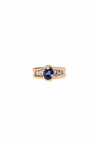 Bague 49 Bague Jonc en or jaune, saphir et diamants 58 Facettes