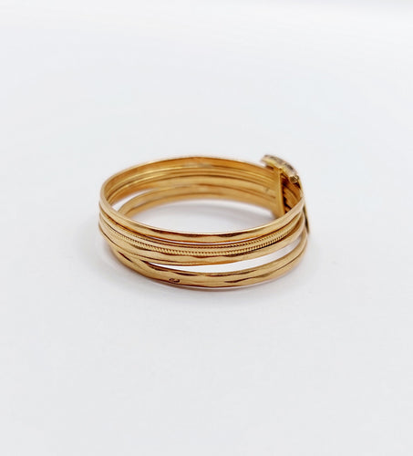 Bague 61.5 Bague semainier victorienne fleur en or rose 18k et émail bleu 58 Facettes A06639