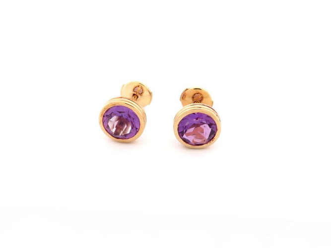 Boucles d'oreilles boucles d'oreilles POIRAY puces lolita amethyste or 18k  s 58 Facettes 266257
