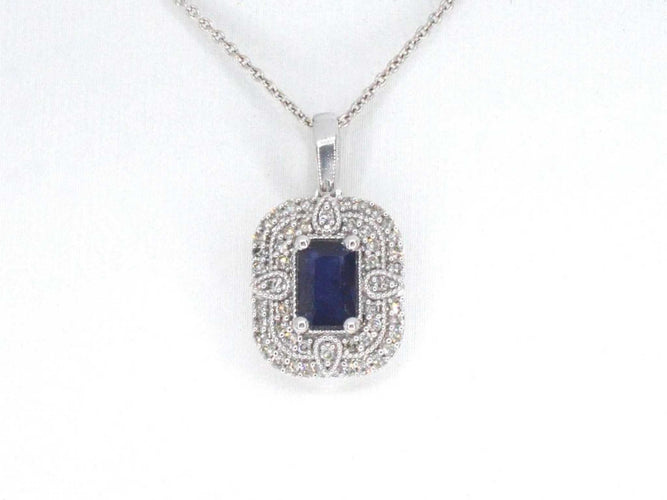 Pendentif Pendentif en or blanc avec diamants et saphir 58 Facettes 2350