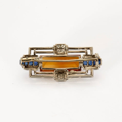 Broche Broche platine et or gris citrine et diamants 58 Facettes GU56