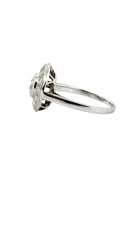 Bague 52 Bague ronde ancienne en platine et diamants 58 Facettes