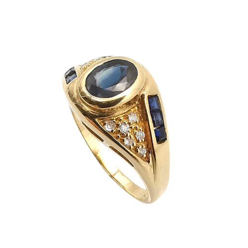 Bague 57 Bague or jaune saphirs & diamants 58 Facettes