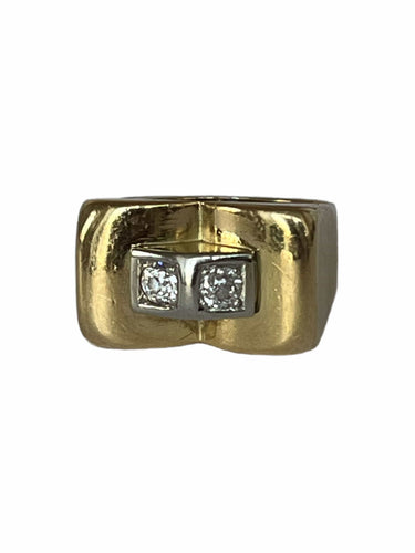 Bague 56.5 Bague Tank Or Jaune Diamants 58 Facettes LOT 6288