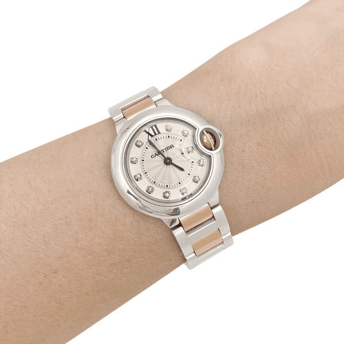Montre Montre Cartier, "Ballon Bleu de Cartier", acier, or rose, diamants. 58 Facettes 34378