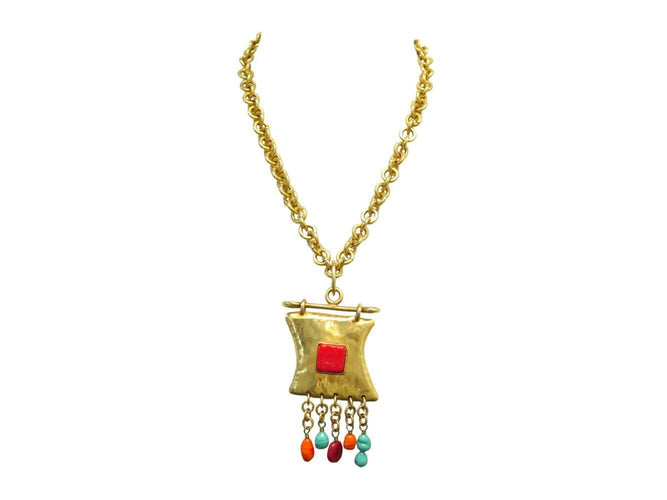 Collier vintage collier CHRISTIAN LACROIX pendentif breloques pierres pampille 58 Facettes 272656