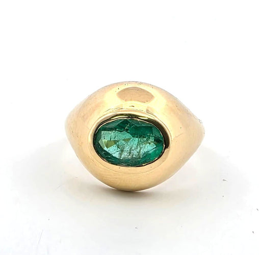 Bague 53 Bague en or jaune 18 carats sertie d'une émeraude ovale de 1,50 carat 58 Facettes