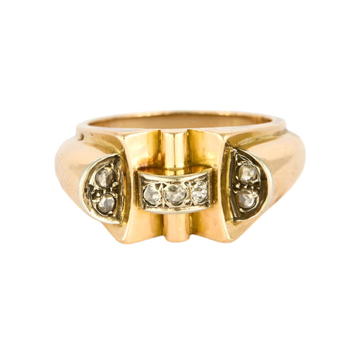 Bague 55 Bague Tank or jaune et diamants 58 Facettes 240815