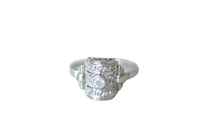 Bague 58 Bague dôme Art Déco diamants 58 Facettes