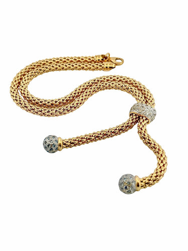 Collier Collier maille popocorn à pompom en or 18 carats 58 Facettes