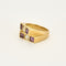 Bague 57,5 Bague moderniste en or jaune, améthyste et aigue-marine 58 Facettes SOI3467X2