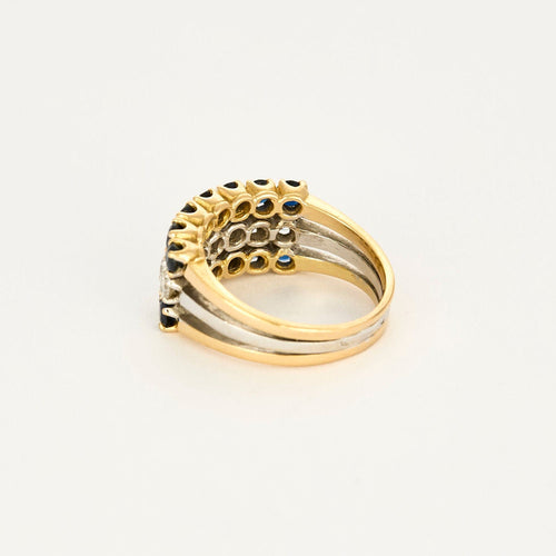 Bague 56 Bague or jaune et gris, saphir et diamants 58 Facettes CHOL0944