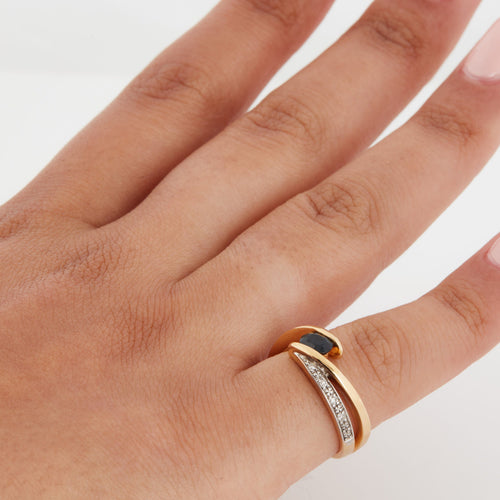 Bague 51 Bague or jaune - Saphir et Diamants 58 Facettes Ref 7145/12