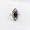 Bague 47 Bague marquise antique or rose 18k saphir synthétique taille coussin et diamants taille roses (circa 1900) 58 Facettes A05612