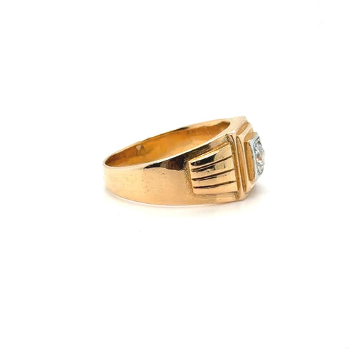Bague 67 Chevalière or jaune et diamant 58 Facettes 12104/12