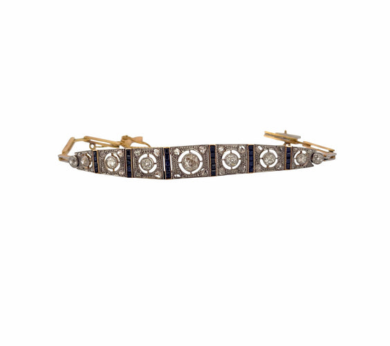 Bracelet Bracelet ancien art déco en or , saphirs et diamants 58 Facettes