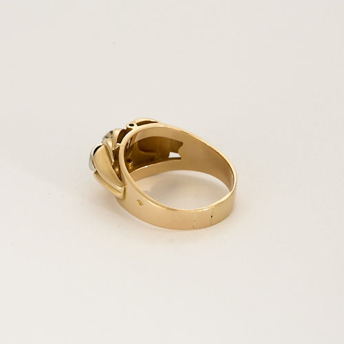 Bague 55,5 Bague or jaune, platine et diamants 58 Facettes HOU5529