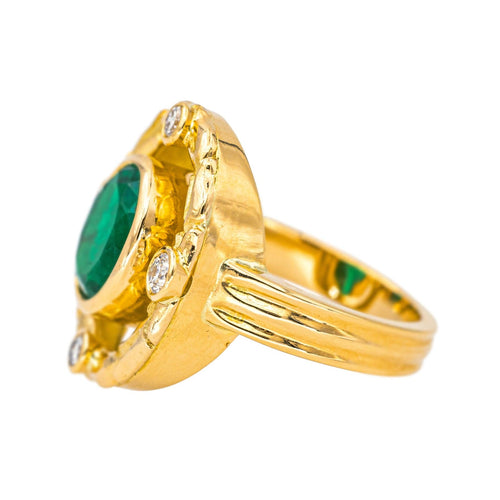 Bague 51 Bague Or jaune Emeraude, Diamant 58 Facettes 4354717CN