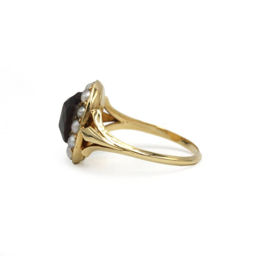 Bague 57 Bague Poison - Or jaune, Grenat & Demi-Perles 58 Facettes 260008SP