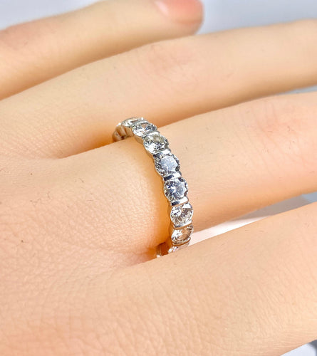 Bague 53 Alliance en or blanc et platine, 18 diamants 2,70 carats 58 Facettes AB642