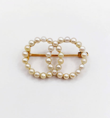 Broche Broche antique or jaune cercles infini et perles 58 Facettes A05616
