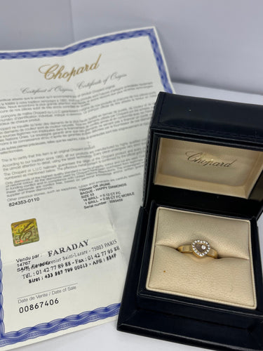 Bague 53 Bague Chopard Happy Diamonds or jaune et diamants 0,17 ct 58 Facettes 00069101