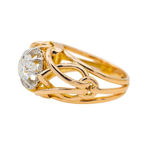 Bague 55 Bague Solitaire Or jaune, Platine Diamant 58 Facettes 3455901CN