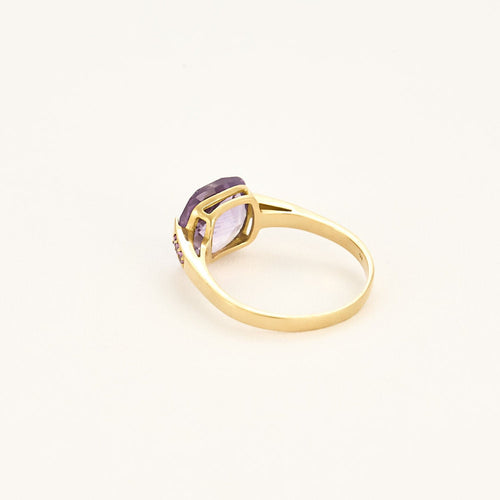 Bague 56.5 Bague en or jaune, améthyste, saphirs rose 58 Facettes CLA0433