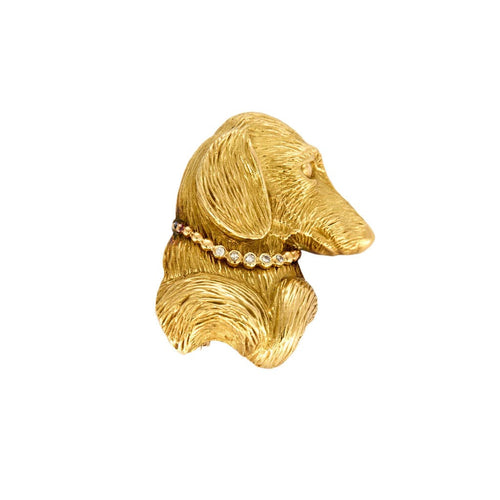 Broche Broche Teckel Or Jaune Diamants 58 Facettes