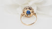 Bague 57 Bague entourage ancienne en or jaune, saphir et roses 58 Facettes 32279