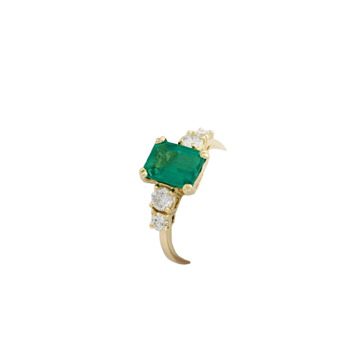 Bague 47 Bague en or jaune, émeraude et diamants 58 Facettes 32894