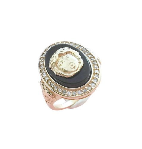Bague 56 Bague tête de Gorgone sur Onyx 58 Facettes AA 1603