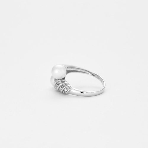 Bague 55 Bague Toi et Moi diamants et perles 58 Facettes 2547