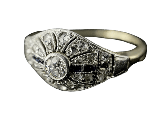 Bague 52 Bague Art Déco deux ors diamants et saphirs 58 Facettes