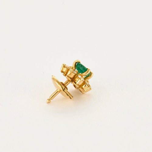 Boucles d'oreilles Boucles d'oreilles marguerites or jaune, émeraude et diamants 58 Facettes 250242