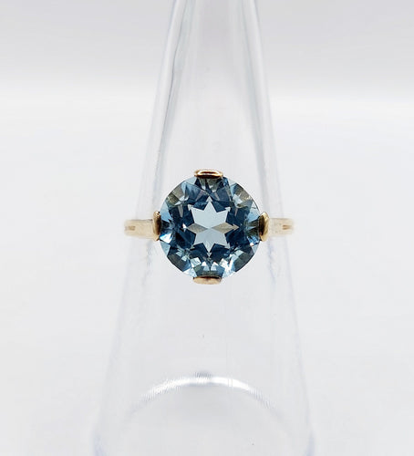 Bague 51 Bague cocktail vintage or jaune et aigue marine 58 Facettes A05744