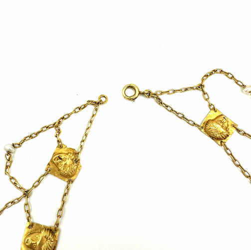 Collier Collier draperie 19ème or jaune et perles 58 Facettes
