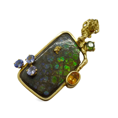 Pendentif Pendentif or jaune Roland Schad et pierres fines 58 Facettes 00013701