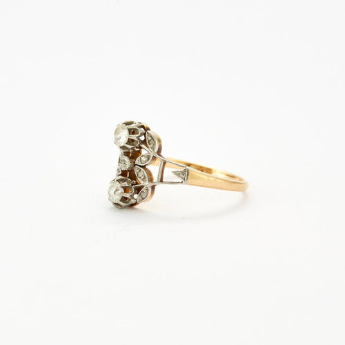 Bague 54 Bague or jaune et gris sertis de diamants 58 Facettes 240029