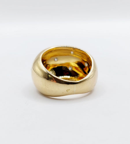 Bague 43.5 Bague bombé dôme or 18k diamant taille brillants en serti étoilé (circa 1950) 58 Facettes A05072