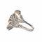 Bague 56 Bague en platine de style Art Déco avec diamants, saphirs et émeraude 58 Facettes Q72B (923)