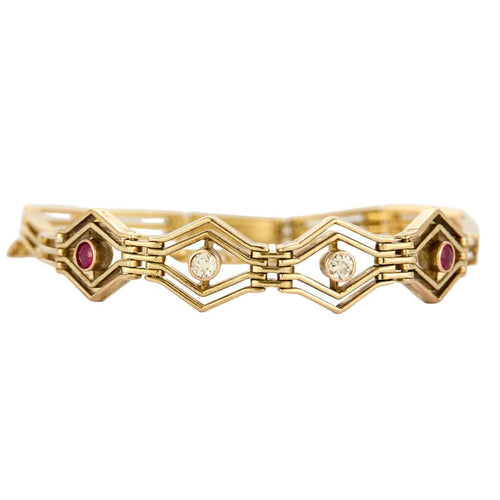 Bracelet Bracelet or jaune, diamants et rubis 58 Facettes SEN2067