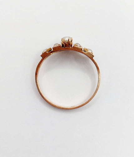 Bague 50 Bague victorienne or rose 18k rubis et perles (circa 1880) 58 Facettes A05279